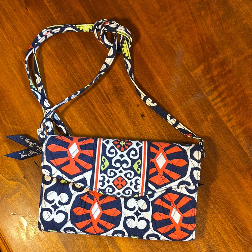 Vera Bradley Blue and Orange Crossbody Wallet  NWOT